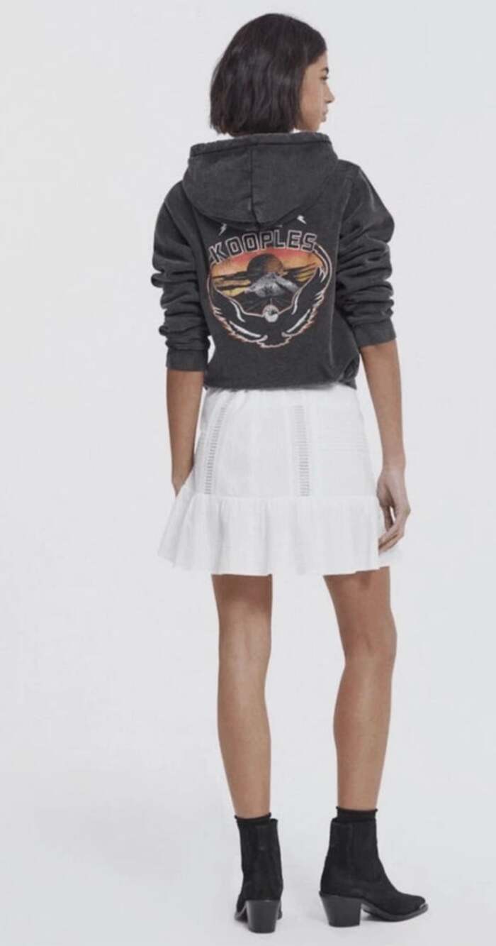The Kooples NEW Black Vintage Inspired Eagle Hoodie, Med
